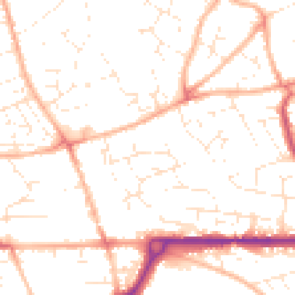 Daytime road noise heatmap for PL25 3AY