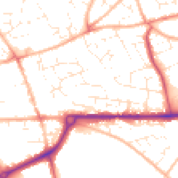 Daytime road noise heatmap for PL25 3AZ