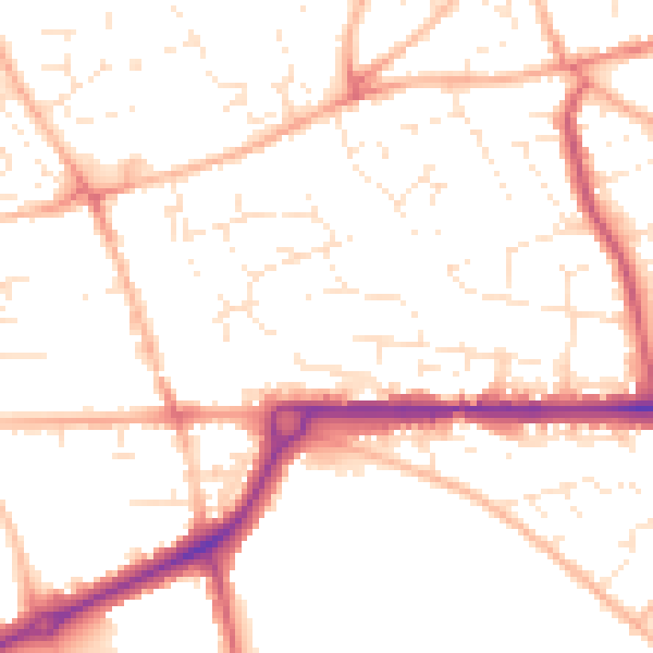 Daytime road noise heatmap for PL25 3BB