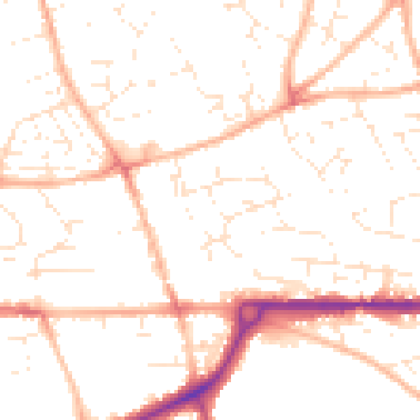 Daytime road noise heatmap for PL25 3BD