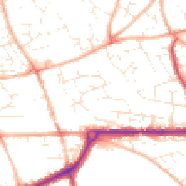 Daytime road noise heatmap for PL25 3BE