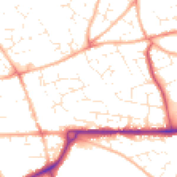 Daytime road noise heatmap for PL25 3BG