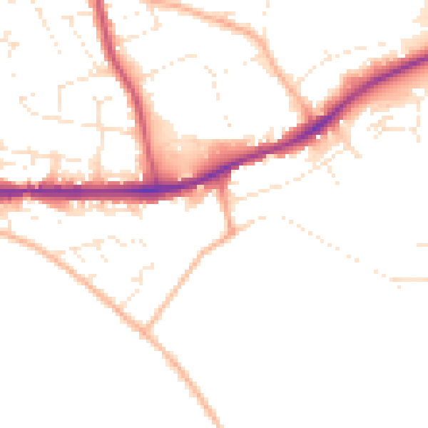 Daytime road noise heatmap for PL25 3BL
