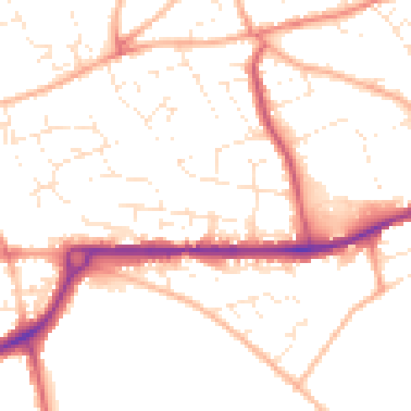 Daytime road noise heatmap for PL25 3BQ