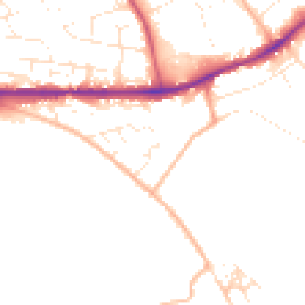 Daytime road noise heatmap for PL25 3BS