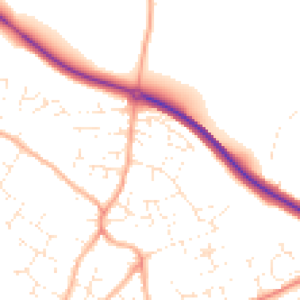 Daytime road noise heatmap for PL25 3BT