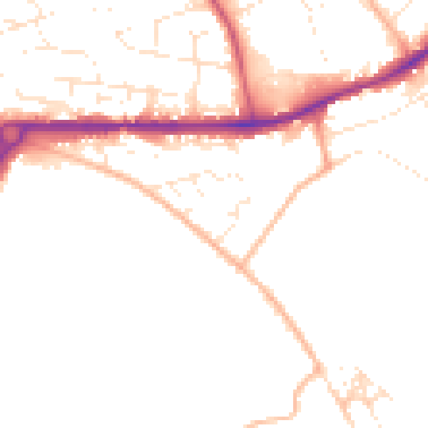 Daytime road noise heatmap for PL25 3BU