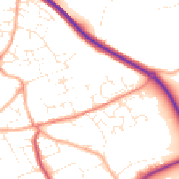 Daytime road noise heatmap for PL25 3BX