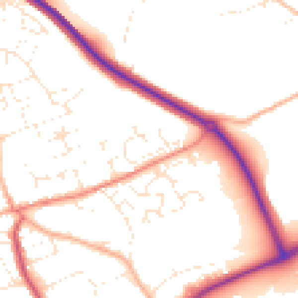 Daytime road noise heatmap for PL25 3BZ