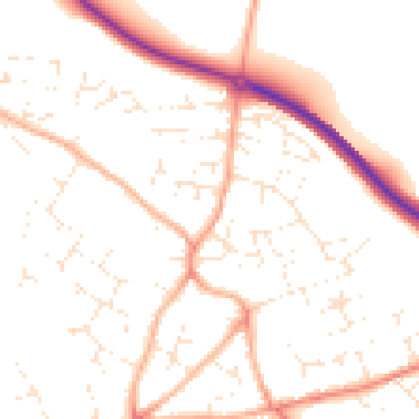 Daytime road noise heatmap for PL25 3DG