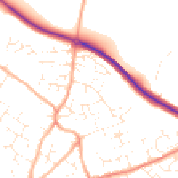 Daytime road noise heatmap for PL25 3DJ