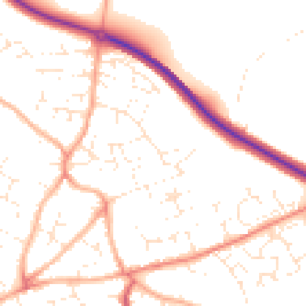 Daytime road noise heatmap for PL25 3DL