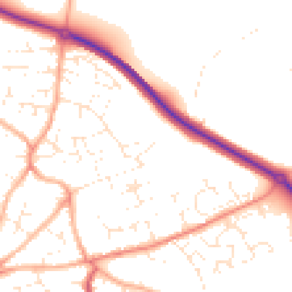 Daytime road noise heatmap for PL25 3DN
