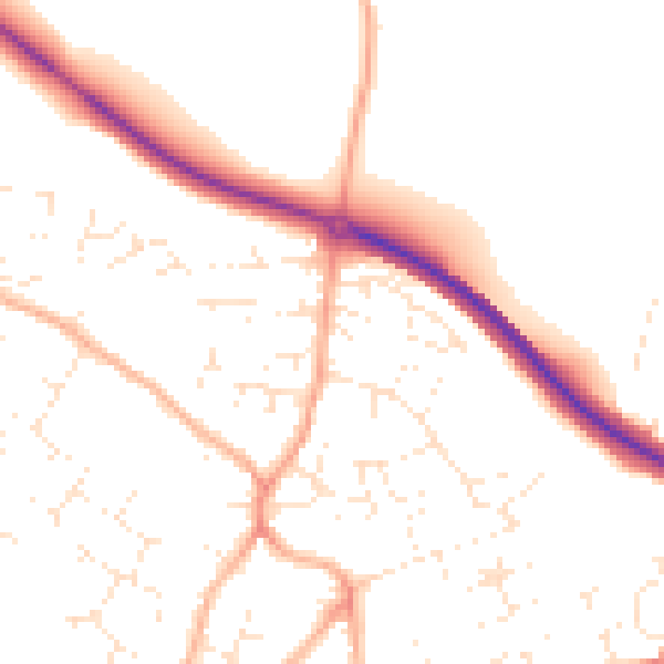 Daytime road noise heatmap for PL25 3DQ
