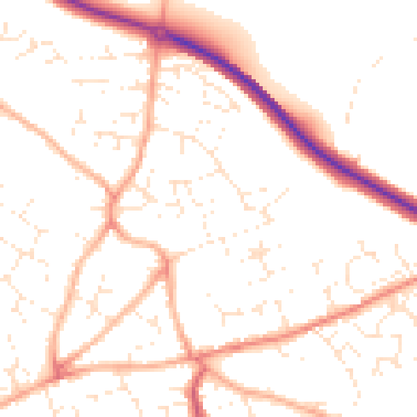 Daytime road noise heatmap for PL25 3DU