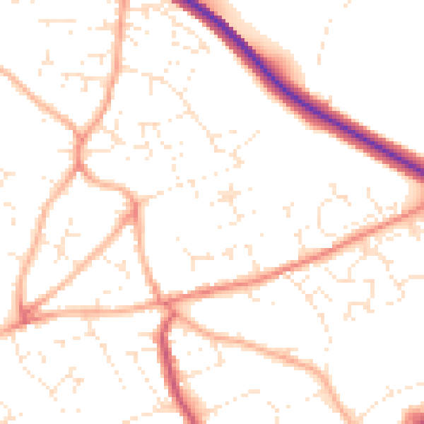 Daytime road noise heatmap for PL25 3DX