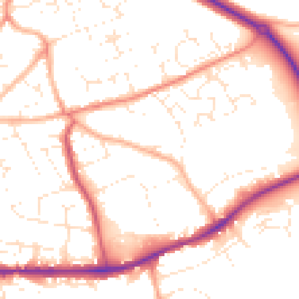 Daytime road noise heatmap for PL25 3FE