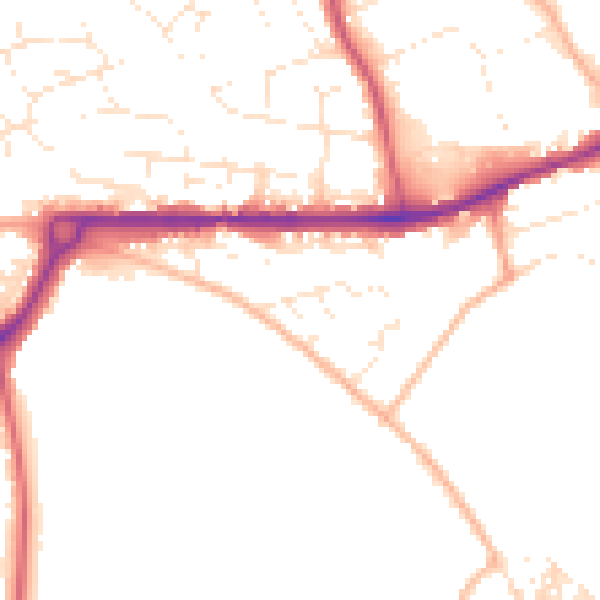 Daytime road noise heatmap for PL25 3FF