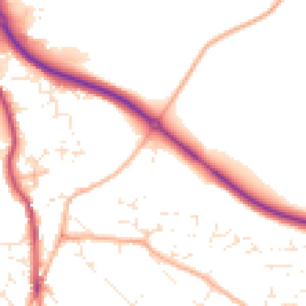 Daytime road noise heatmap for PL25 3FN
