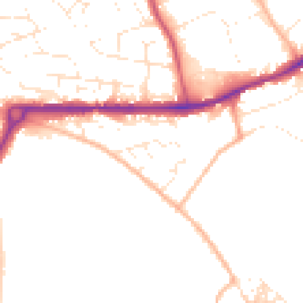 Daytime road noise heatmap for PL25 3FQ