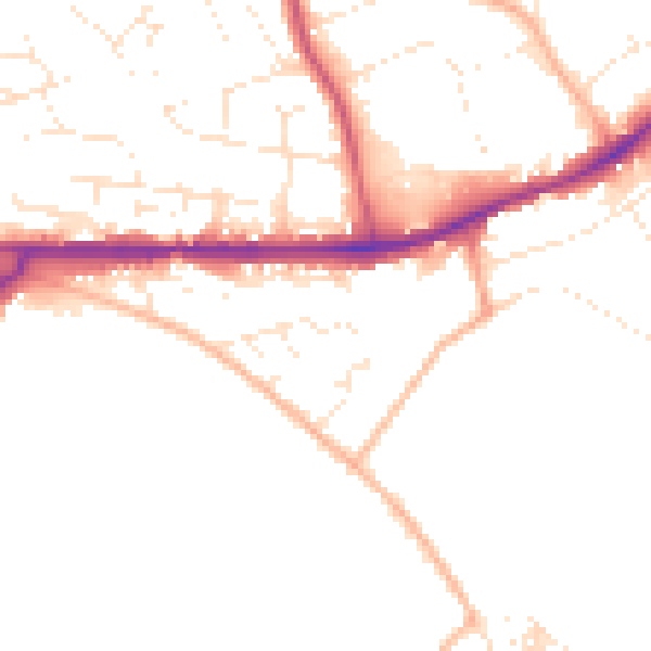 Daytime road noise heatmap for PL25 3FS