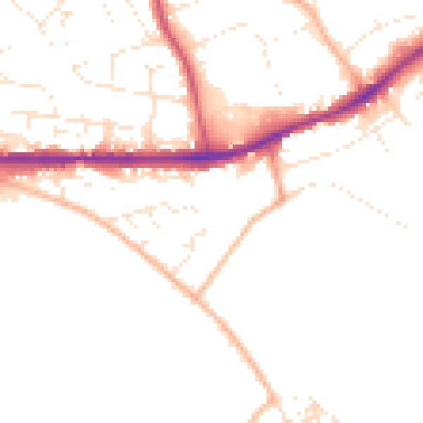 Daytime road noise heatmap for PL25 3FT