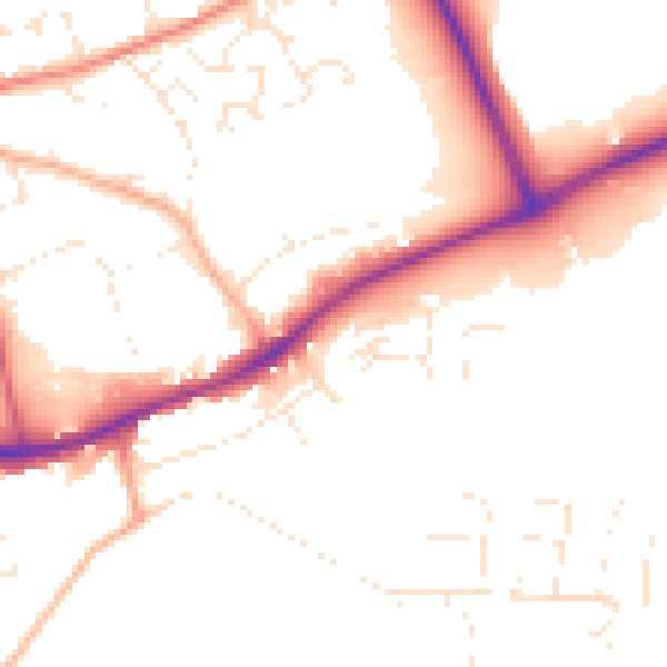 Daytime road noise heatmap for PL25 3GJ