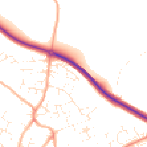 Daytime road noise heatmap for PL25 3JX