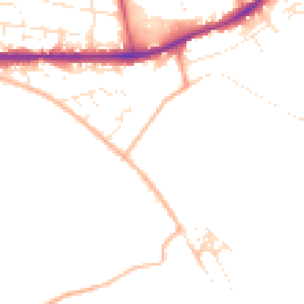Daytime road noise heatmap for PL25 3NQ