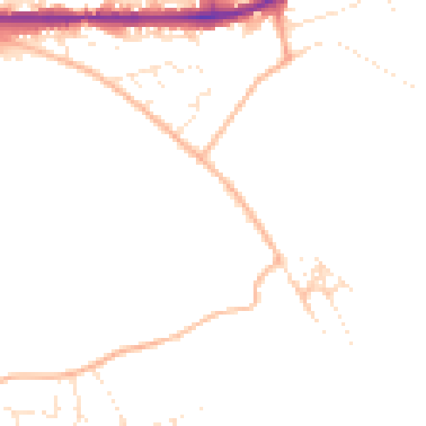 Daytime road noise heatmap for PL25 3NZ
