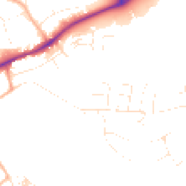 Daytime road noise heatmap for PL25 3QA