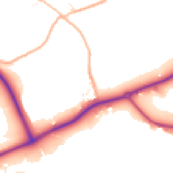 Daytime road noise heatmap for PL25 3RN