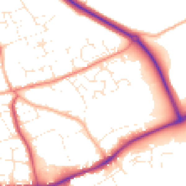 Daytime road noise heatmap for PL25 3XA