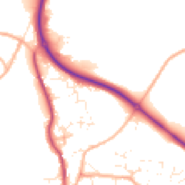 Daytime road noise heatmap for PL25 4EN