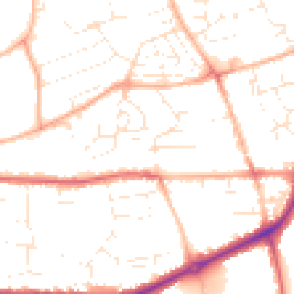 Daytime road noise heatmap for PL25 4GP