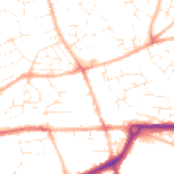 Daytime road noise heatmap for PL25 4NZ