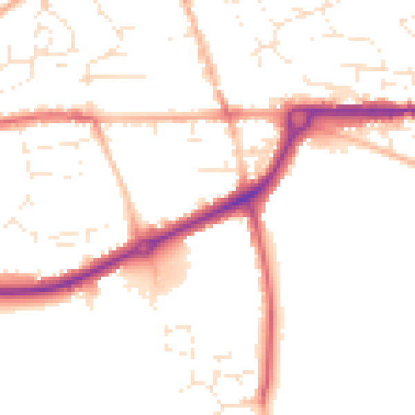 Daytime road noise heatmap for PL25 4PS