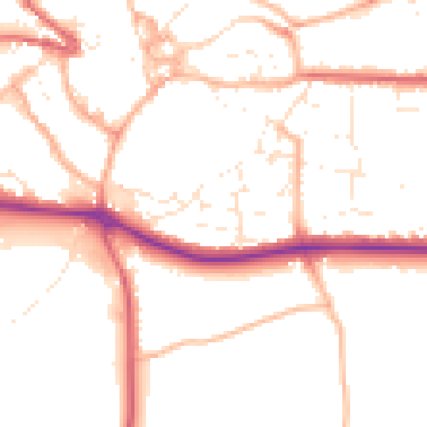 Daytime road noise heatmap for PL25 4UL