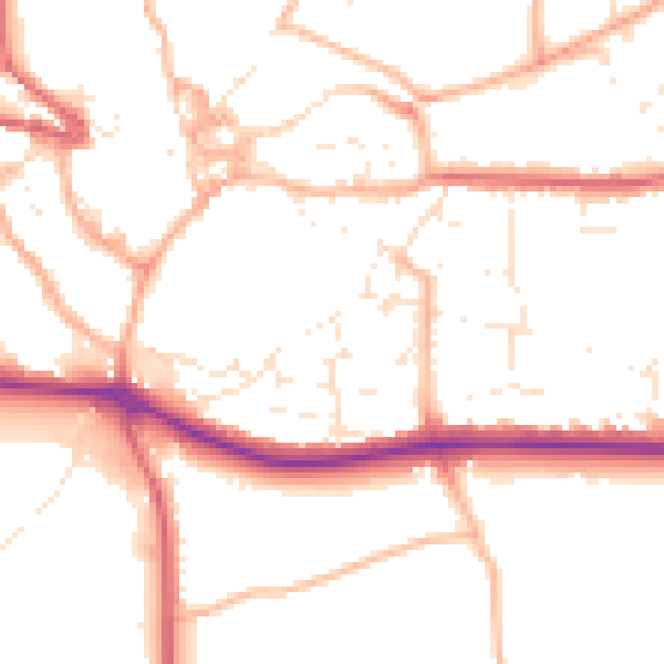 Daytime road noise heatmap for PL25 4UQ
