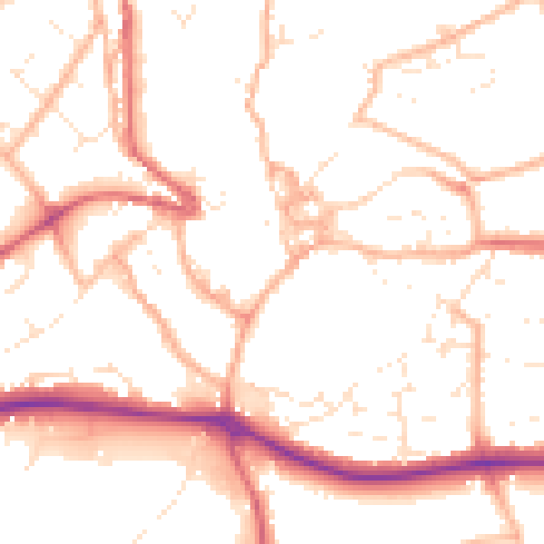 Daytime road noise heatmap for PL25 5AY