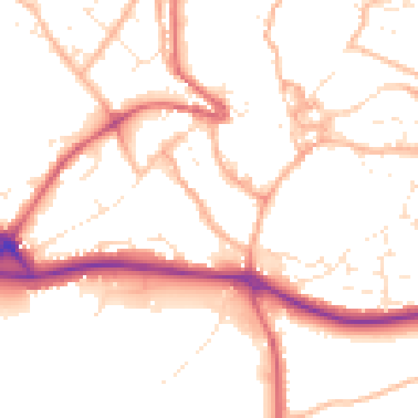 Daytime road noise heatmap for PL25 5BS