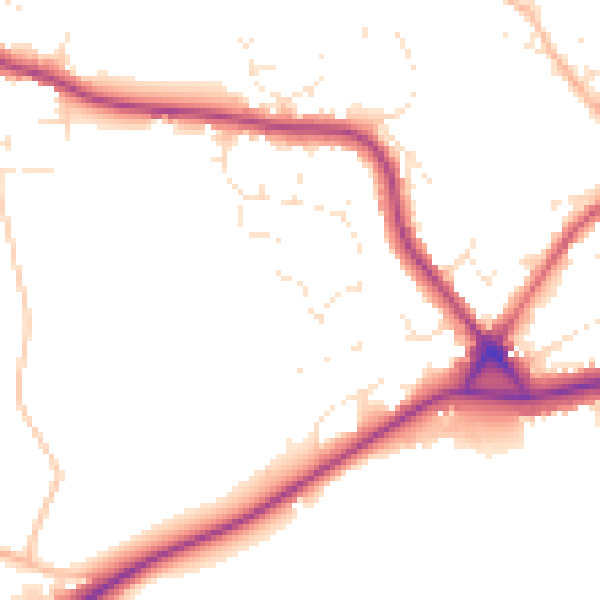 Daytime road noise heatmap for PL25 5DE