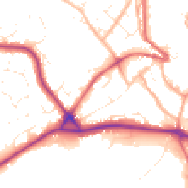 Daytime road noise heatmap for PL25 5DF