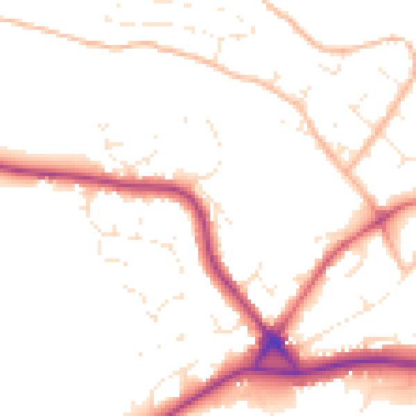 Daytime road noise heatmap for PL25 5DH
