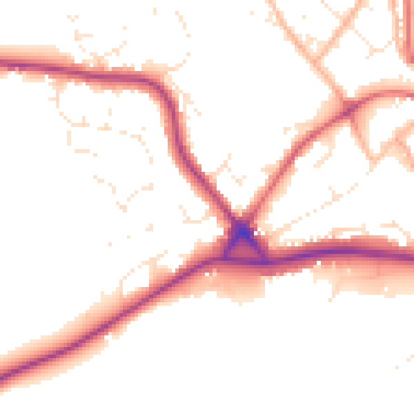 Daytime road noise heatmap for PL25 5DU