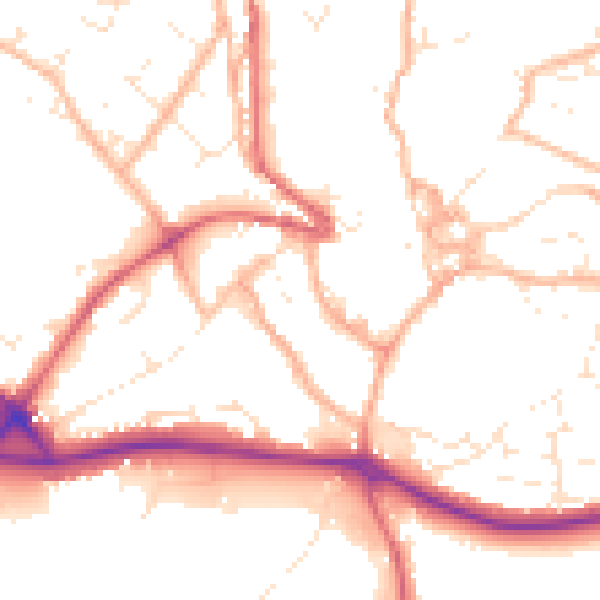 Daytime road noise heatmap for PL25 5ES