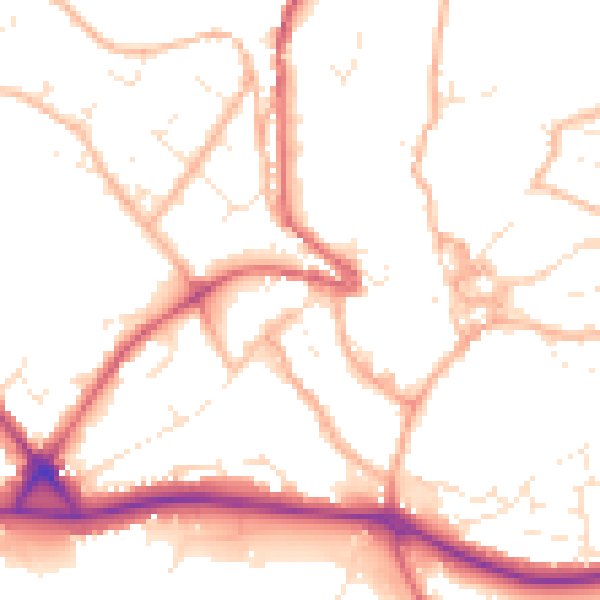 Daytime road noise heatmap for PL25 5ET