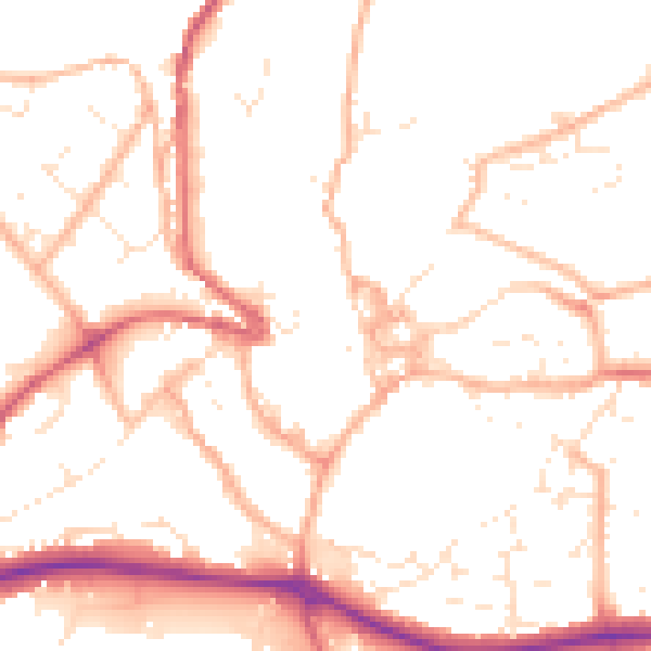 Daytime road noise heatmap for PL25 5EW