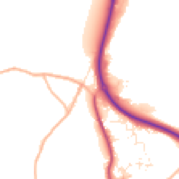 Daytime road noise heatmap for PL25 5FF