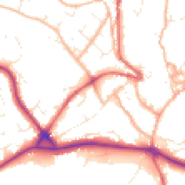 Daytime road noise heatmap for PL25 5HE